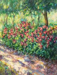 Frederick Guess, Flowers in a Landscape, Oil on Canvas