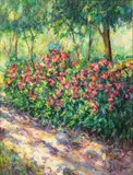 Frederick Guess, Flowers in a Landscape, Oil on Canvas
