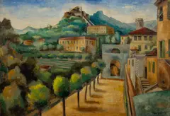 Cityscape by Edgar Yaeger, 1938, Oil on Canvas, sold Jan 2026