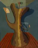 Edgar Yaeger, Surrealistic Interior, 1947, Oil on Canvas