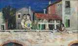 Louis Bosa, the Bridge/Lovers in Venice, Oil Canvas