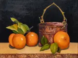 Elizabeth S. Christensen, Tangeloes and Copper Pot, 1995, Oil on Canvas
