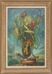 Frederick Taubes, Floral Still Life, Oil on Canvas