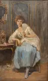 Eugene Von Blaas, Portrait of a Young Woman, Oil on Canvas