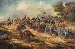 Hans Riedmann, American Artillery Unit, circa 1970, Oil on Canvas