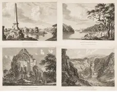Paul Sandby, Obelisk; Dromana; Dunbroady Abbey; Fall of the Polufuca, circa 1778-81, Etchings with Engraving on Wove Paper