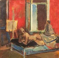Joseph Floch, the Artist at His Easel, 1955-1965, Oil on Canvas