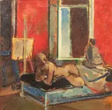 Joseph Floch, the Artist at His Easel, 1955-1965, Oil on Canvas