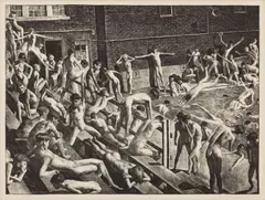 Robert Riggs, Pool, 1933, Lithograph in Black and White on Wove Paper