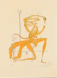 Figure Rouge Avec Portrait De Quevedo by Salvador Dalí, 1975, Etching with Pochoir Printed in Colors on Wove Paper, sold Dec 2025