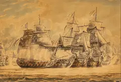 Thomas Buttersworth, Battle of Cape St. Vincent, 1797, Ink And Gouache on Paper