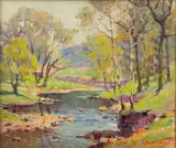 Carl Wendell Rawson, Spring on Minnehaha Creek Trail, 1947, Oil on Masonite