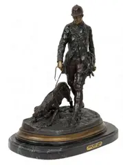 English Hunter and Hound by Pierre-Jules Mêne, Bronze Sculpture 20th Cen., sold Dec 2025
