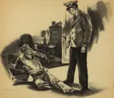 Rudolph Palais, Illustration for the Ordeal of Colonel Johns, circa 1954, Ink, Graphite and Watercolor on Paper