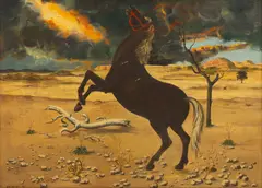 Aldo Pagliacci, Rearing Horse in a Desert Landscape, 1965, Oil on Canvas