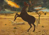 Aldo Pagliacci, Rearing Horse in a Desert Landscape, 1965, Oil on Canvas