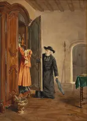 Alfred Weber, Caught in the Act, Watercolor