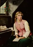 Johann Georg Meyer, Young Woman with a Letter, Oil on Panel, Ca. 1870s