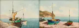 Colin Hayes, Boats at Shore, Oil on Canvas