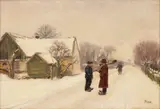 Soren Christiansen, Rural Winter Road, Oil on Canvas