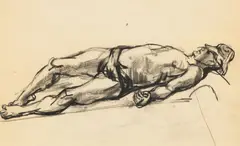 Elijah Silverman, Bather - Coney Island, circa 1940, Crayon Drawing on Paper