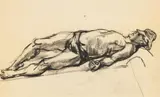 Elijah Silverman, Bather - Coney Island, circa 1940, Crayon Drawing on Paper