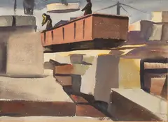Floyd D. Hopper, Stone Quarry, 1939, Watercolor on Paper