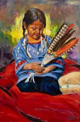 Guadalupe Apodaca, Native American Girl, Oil on Canvas