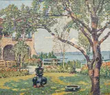 Harold Harrington Betts, Garden of a Coastal Villa, Oil on Canvas