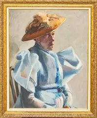 George Dangman, Portrait of a Woman in Blue, Oil on Canvas
