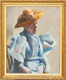 George Dangman, Portrait of a Woman in Blue, Oil on Canvas