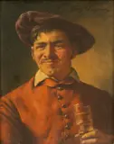 Fritz Wagner, Portrait of a Man Holding a Glass, Oil on Wood Panel