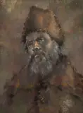 Pawel August Kontny, Portrait of a Cossack, Pastel on Paper