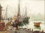 Paul Strisik, Gloucester Harbor, Oil on Artist Board