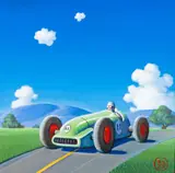 Robert W. LaDuke, Green Racer, 2007, Acrylic on Wood Panel