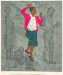 Elizabeth Catlett, Walking Blindly, 1992, Lithograph in Colors on Wove Paper