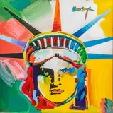 Peter Max, Lady Liberty, Mixed Media on Canvas