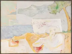 Bruce E. Smith, Beach with Two Figures, 1969, Acrylic on Canvas