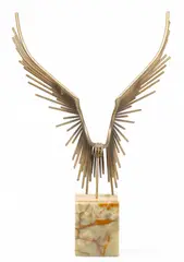 Eagle on Onyx Base by Curtis Jeré, 1970, Brass Coated Steel Sculpture, sold Nov 2025