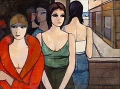 Femmes Dems Port by Charles Levier, Oil on Canvas, sold Nov 2025