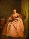 Florent Willems, Woman Seated, Oil on Beveled Panel