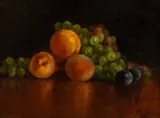 Adele Palmer, Peaches, Plums, and Grapes, Oil on Canvas Still Life