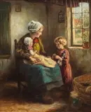 Untitled by Cornelius Christiaan Zwaan, Oil on Canvas Interior Scene of Mother with Her Children, offered Nov 2025