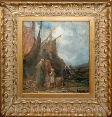 Harbor Scene by Robert Hopkin, Oil on Canvas, sold Nov 2025