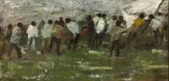Riunione in Campagna by Ausonio Tanda, circa 1950-1960, Oil on Canvas, sold Nov 2025