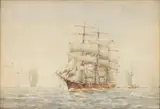Frank Kelsey, a Rust-Stained Ship, Watercolor on Paper