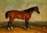 John E. Ferneley Sr., Untitled, Oil on Canvas, Early 19th C., Chestnut Hunter Outside of Melton Mowbray