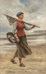 August Hagborg, Bretagne Fisherwoman, Oil on Canvas