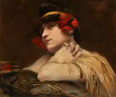 Woman with Poppies by Thérèse Geraldy, 1906, Oil on Canvas, sold Oct 2025