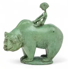 Marshall Fredericks, Boy And the Bear, Bronze Sculpture